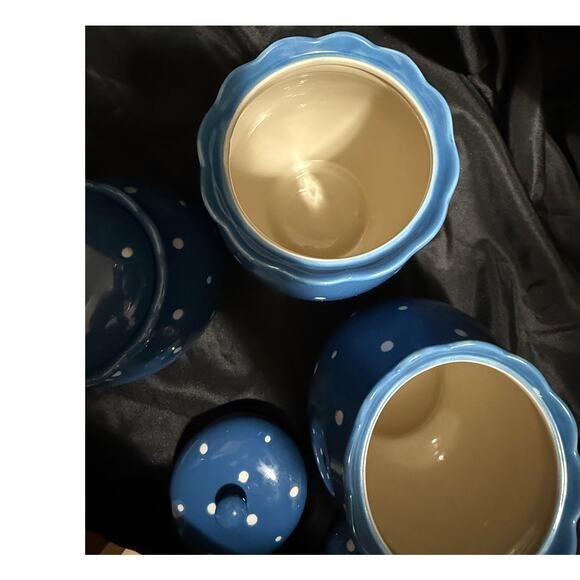TEMP-TATIONS by TARA STONEWARE CANISTERS- Polka Dots - 1.3qt, 1.7qt & 2qt - Picture 11 of 12